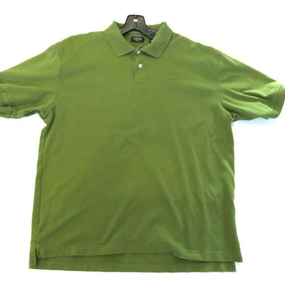 IZOD Golf Polo Shirt Olive Green 100% Heavyweight Cotton Logo Men's Large - Picture 1 of 7